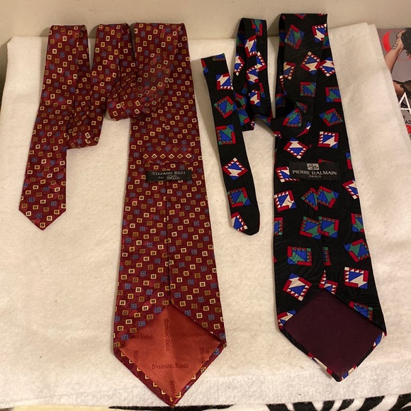 Pierre Balmain & Stefano Ricci mens  silk slim  tie lot of 2 - Picture 10 of 17